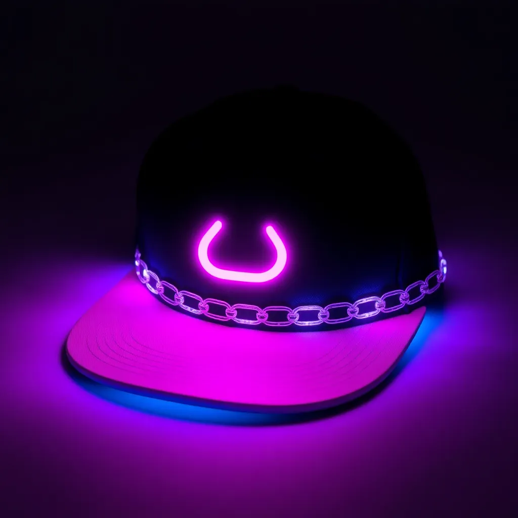 LED Chain Hat - Black Neon Pink